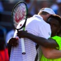 Frances Tiafoe embrace John Isner US Open Round 1 