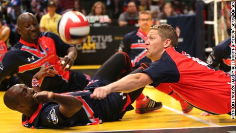 Sitting volleyball is fast and furious.
