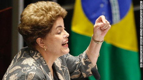 BRASILIA, BRAZIL - AUGUST 29:  Suspended Brazilian President Dilma Rousseff testifies on the Senate floor during her impeachment trial on August 29, 2016 in Brasilia, Brasil. Senators will vote in the coming days whether to impeach and permanently remove Rousseff from office.. (Photo by Igo Estrela/Getty Images)