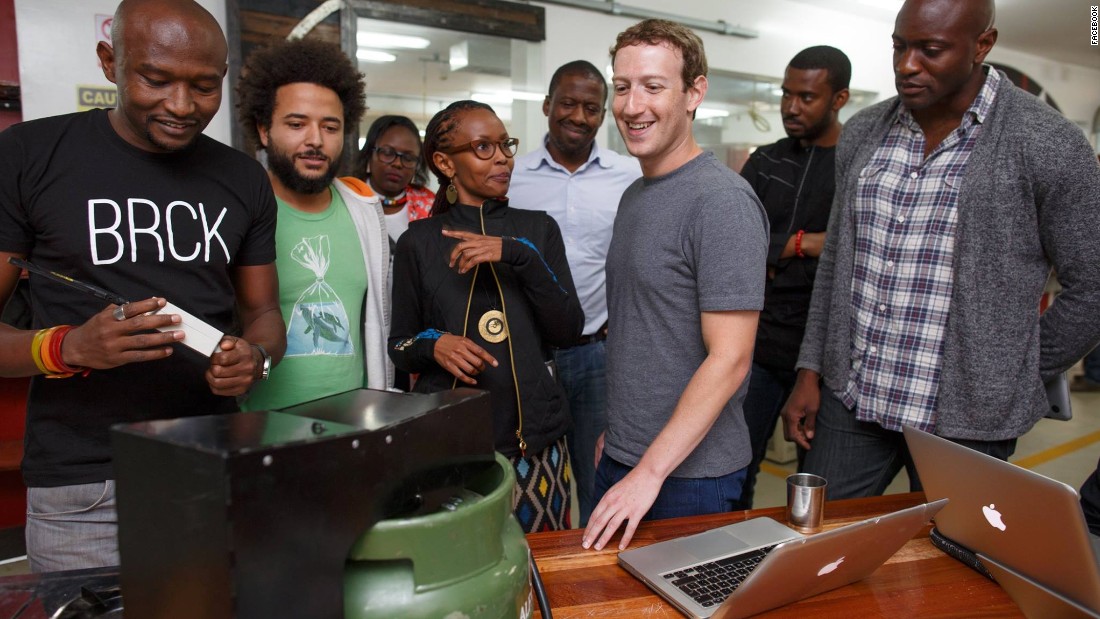 In Nairobi, Kenya, Zuckerberg met with entrepreneurs and developers. &quot;It&#39;s inspiring to see how engineers here are using mobile money to build businesses and help their community,&quot; he said in a Facebook post on September 1. 