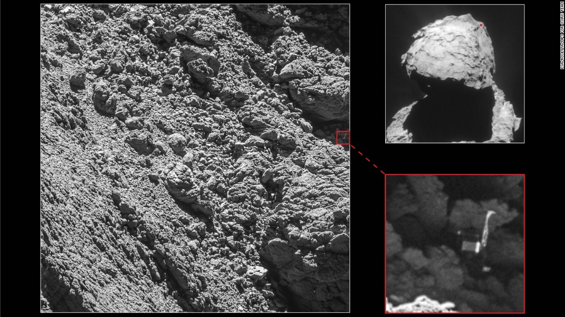 &quot;We are so happy to have finally imaged Philae, and to see it in such amazing detail,&quot; says Cecilia Tubiana of the OSIRIS camera team. She was the first person to see the images when they were downlinked from the Rosetta probe, according to the European Space Agency.