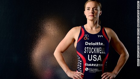 US para-triathlete Melissa Stockwell is an Iraq War veteran.