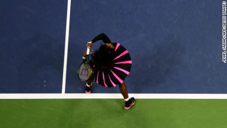 Serena Williams takes the court for the US Open Womens Singles match on September 1.