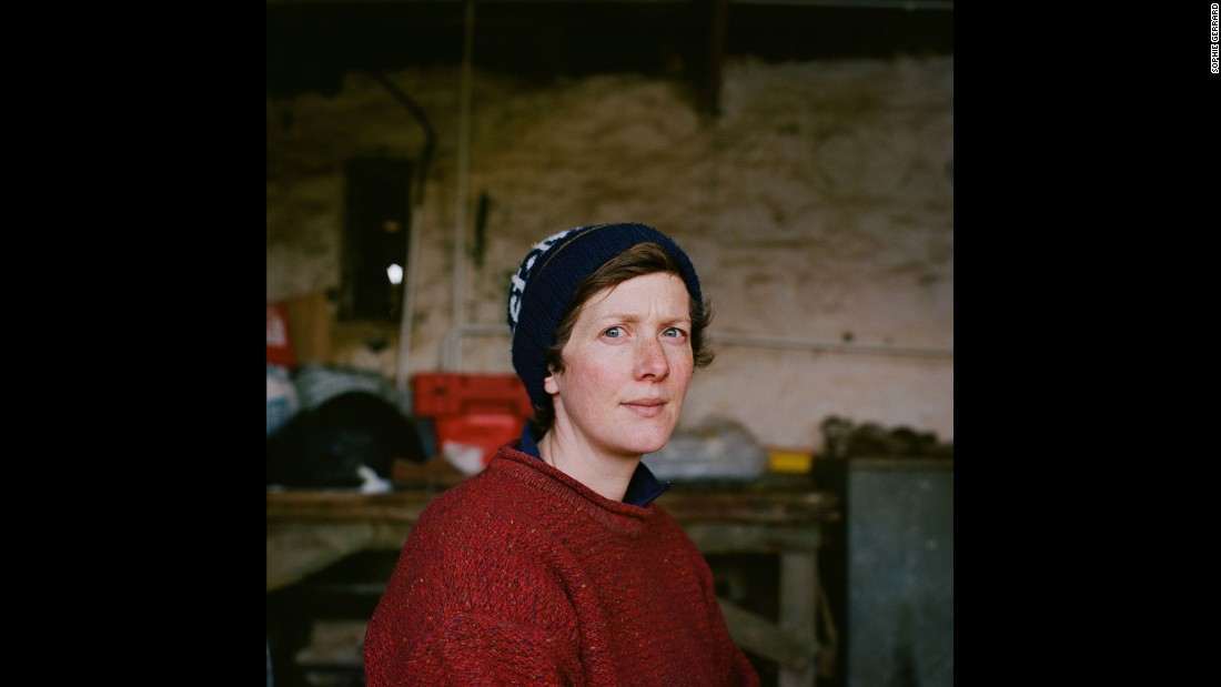 Scottish farmer Sarah Boden poses for a photo at her farm -- the Sandamhor Farm -- on the Isle of Eigg. She is one of six women photographed by Sophie Gerrard.