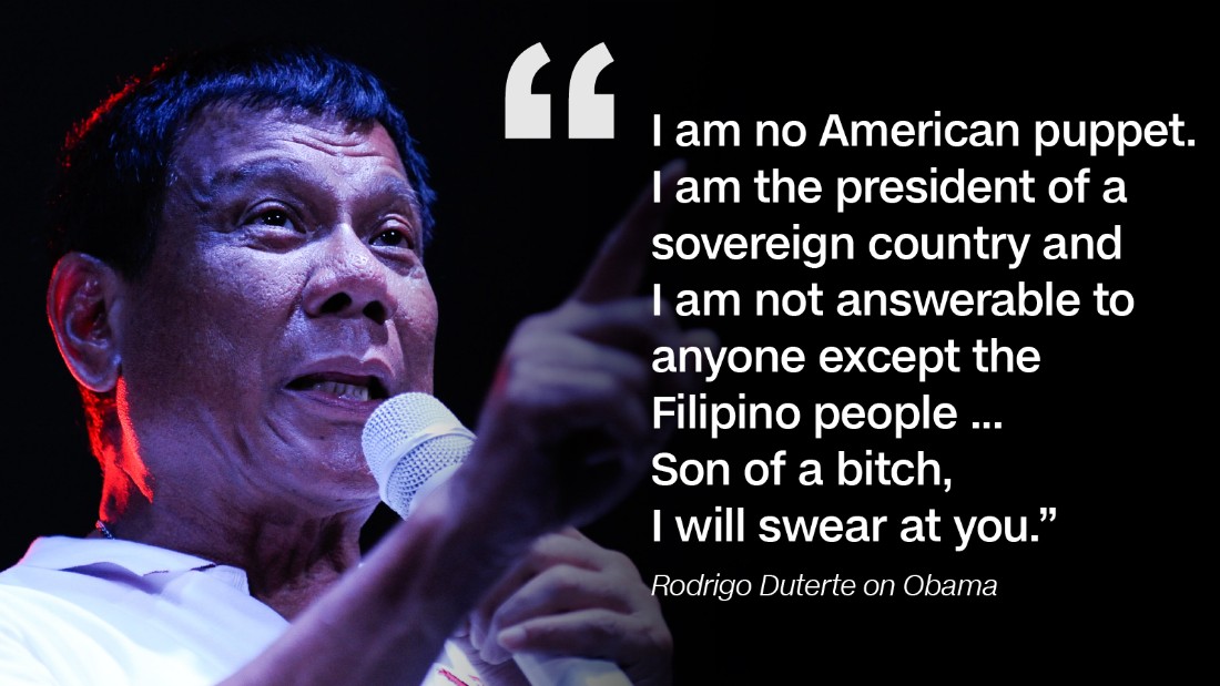 Image result for rodrigo duterte condemns Obama