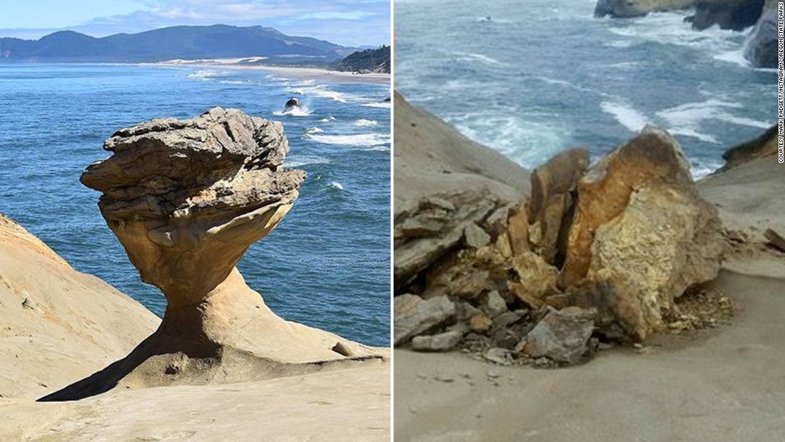 Vandals Topple Oregon S Iconic Rock Formation Cnn