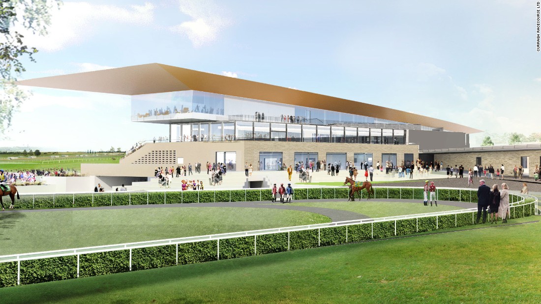 The new Curragh parade ground, with the grandstand in the background.