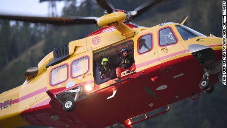 Rescue helicopters were used to help those stranded inside the cable cars.