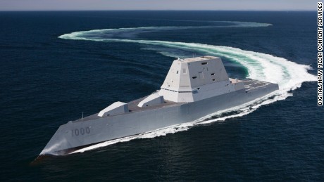 160421-N-YE579-005
ATLANTIC OCEAN (April 21, 2016) The future guided-missile destroyer USS Zumwalt (DDG 1000) transits the Atlantic Ocean during acceptance trials April 21, 2016 with the Navy&#39;s Board of Inspection and Survey (INSURV). The U.S. Navy accepted delivery of DDG 1000, the future guided-missile destroyer USS Zumwalt (DDG 1000) May 20, 2016. Following a crew certification period and October commissioning ceremony in Baltimore, Zumwalt will transit to its homeport in San Diego for a Post Delivery Availability and Mission Systems Activation. DDG 1000 is the lead ship of the Zumwalt-class destroyers, next-generation, multi-mission surface combatants, tailored for land attack and littoral dominance. (U.S. Navy/Released)