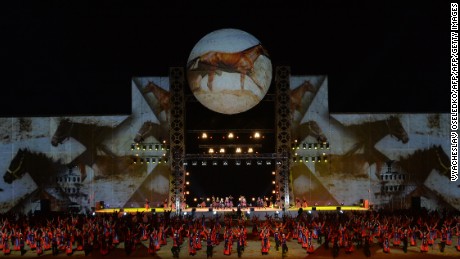 The opening ceremony was a spectacular affair with Seagal entering upon horseback.