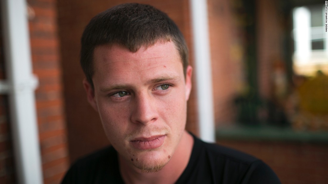 Christian Weaver, 22, sits outside one of The Lifehouse facilities. Weaver was among those who overdosed on August 15. Homeless, he sought Meadows&#39; help four days later. He wants to get clean but struggles with heroin&#39;s grip.