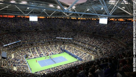 Arthur Ashe Stadium, now featuring a retractable roof, dwarfs the 14,000-seat stadium at Forest Hills.