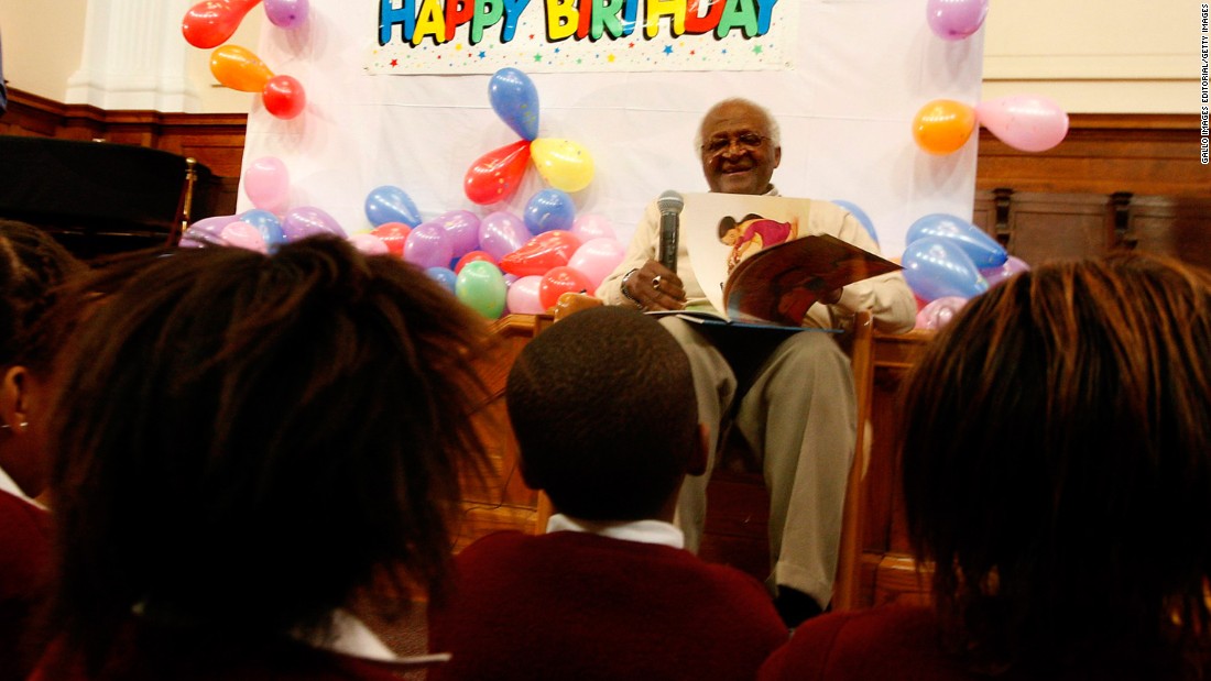 Children in Cape Town sing &quot;Happy Birthday&quot; to Tutu as he celebrates his 78th birthday in 2009.