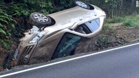 The driver wasn&#39;t seriously injured after a spider caused her to lose control and wreck her car in Portland