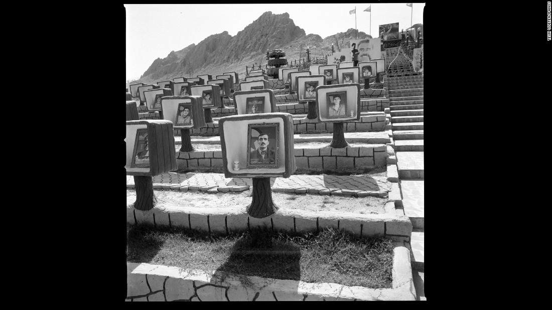 A cemetery on Mount Sinjar. It was set up by the Kurdistan Workers&#39; Party and Kurdish militia forces to provide graves and memorials for fallen Peshmerga fighters. Peshmerga fighters helped liberate Sinjar last year.