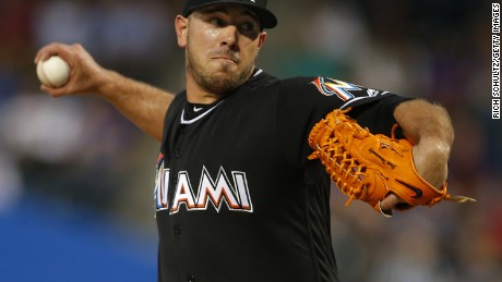 Jose Fernandez of the Miami Marlins delivers a pitch against the Mets in August 29 in New York.