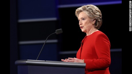 HEMPSTEAD, NY - SEPTEMBER 26:  Democratic presidential nominee Hillary Clinton speaks during the Presidential Debate at Hofstra University on September 26, 2016 in Hempstead, New York.  The first of four debates for the 2016 Election, three Presidential and one Vice Presidential, is moderated by NBC&#39;s Lester Holt.  (Photo by Win McNamee/Getty Images)