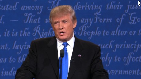 Donald Trump speaking at the 1st Presidential Debate at Hofstra University, New York on September 26, 2016
