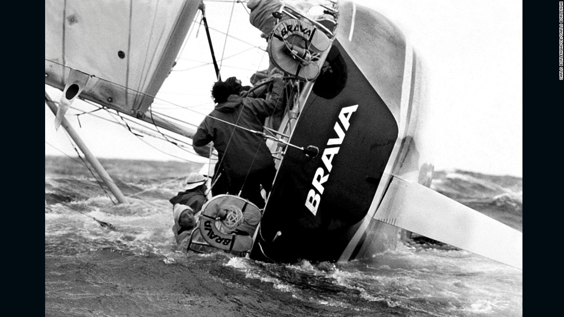 &quot;I like this because it was my first very famous picture, it&#39;s very important to me. From 1980, it is of course Brava broaching. Lots of action on board, but at the same time, Pasquale Landolfi just looking back at the camera.&quot;