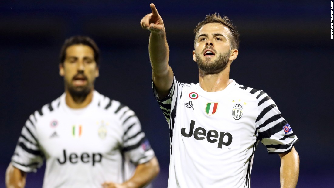 Miralem Pjanic was in the goals as Juventus cruised to a 4-0 win at Dinamo Zagreb. Gonazalo Higuain, Paulo Dybala and Dani Alves also scored.