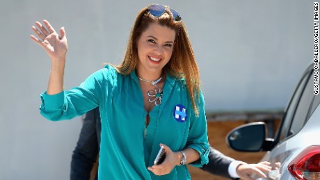 MIAMI, FL - AUGUST 20: Alicia Machado campaigns for Hillary Clinton on August 20, 2016 in Miami, Florida.  (Photo by Gustavo Caballero/Getty Images)