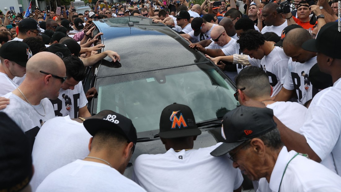 The funeral procession for Miami Marlins pitcher Jose Fernandez