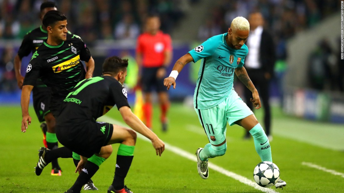 Barcelona hit back after the break with Neymar causing the Monchengladbach defense plenty of problems. Arda Turan struck an equalizer before Gerard Pique scored the winner.
