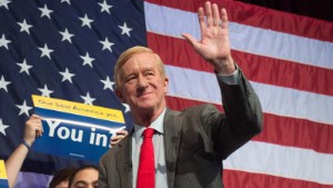 Libertarian vice-presidential candidate William Weld takes the stage to speak at a rally on  September 10, 2016 in New York. =