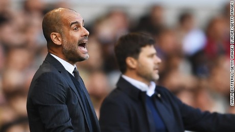 Pep Guardiola saw his Manchester City team slip to a first defeat of the season at the hands of Mauricio Pochettino&#39;s Tottenham Hotspur.
