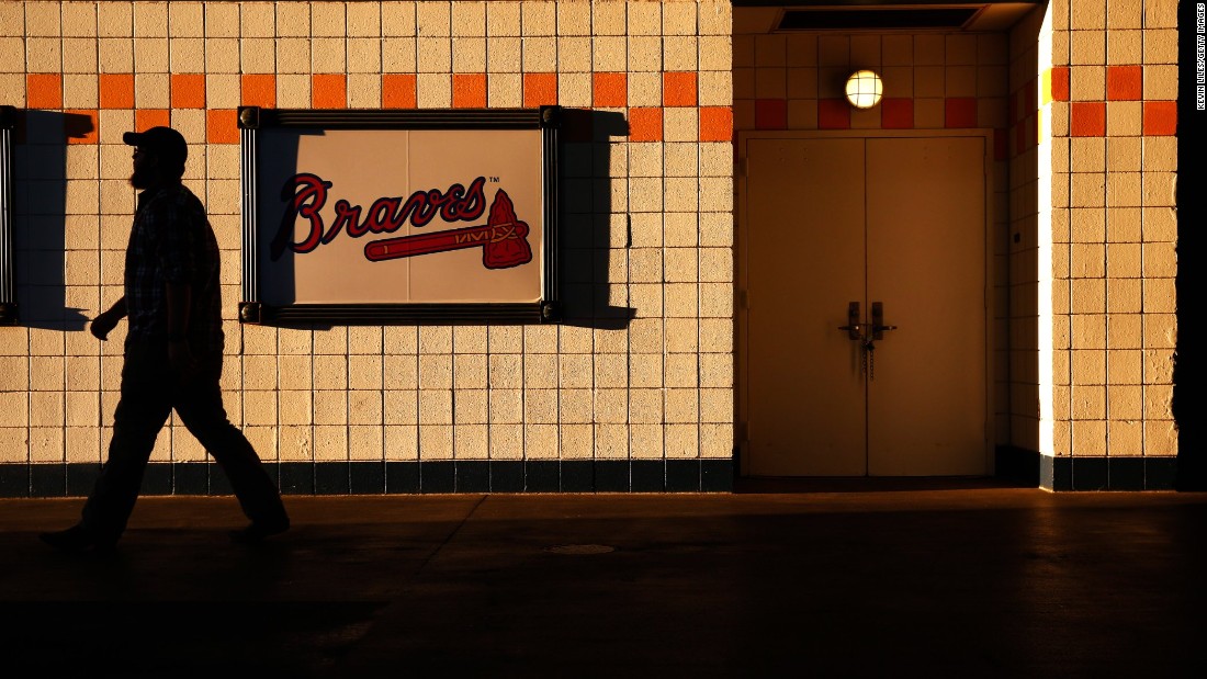 A fan walks inside Turner Field before the game between the Atlanta Braves and Detroit Tigers on October 1. 