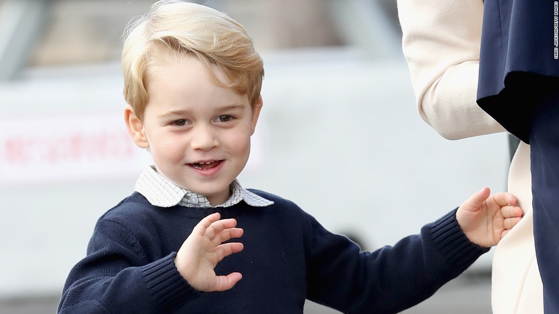 Prince George of Cambridge waves as he leaves from Victoria Harbour to board a sea-plane on October 1.