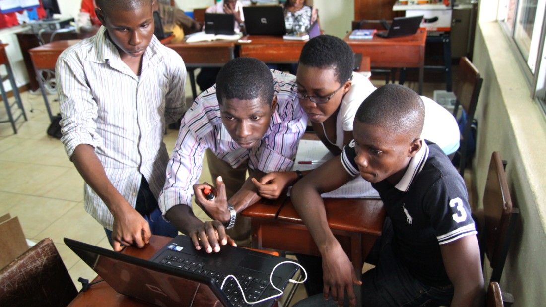 Students take part in a robotics academy in Lagos, Nigeria, which was started by MIT graduate Obinna Ukwuani. 
