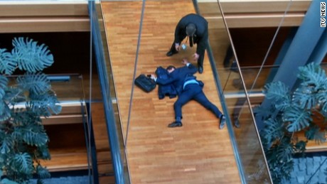 UKIP MEP Steven Woolfe is shown collapsed in the European Parliament after an &quot;altercation.&quot;