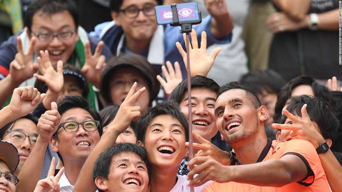 Earlier this month Kyrgios and his fans in Tokyo were all smiles after he won the title in Japan. It was the third and biggest title of his career. 