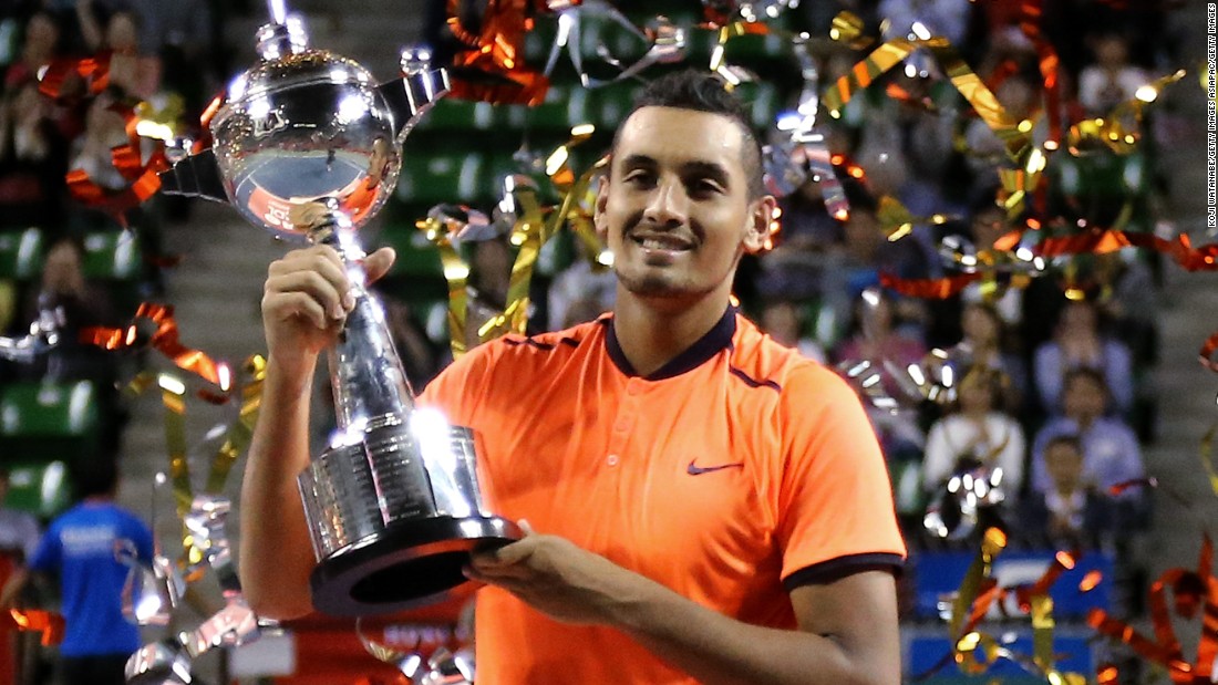 Kyrgios beat Belgium&#39;s David Goffin in the final, hitting 25 aces. He moved to a career-high 14th in the rankings and boosted his chances of qualifying for the ATP year-end finals. 