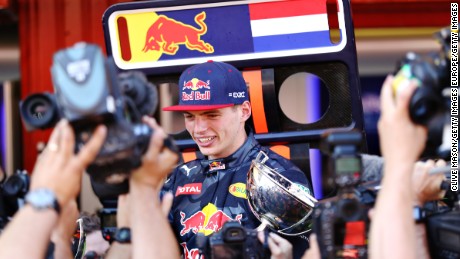 MONTMELO, SPAIN - MAY 15:  Max Verstappen of Netherlands and Red Bull Racing celebrates his first win in F1 with his team during the Spanish Formula One Grand Prix at Circuit de Catalunya on May 15, 2016 in Montmelo, Spain.  (Photo by Clive Mason/Getty Images)