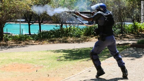 Protest leaders and professors have complained the police presence has militarized campuses throughout South Africa.