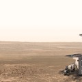An artist&#39;s impression of the ExoMars 2020 rover on the surface of Mars