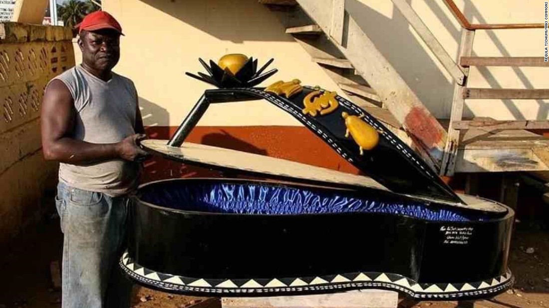 The abebuu adekai spread rapidly through the Greater Accra Region, with many of the leading figures emerging from the Kane Kwei stable. <br /><br />Legendary carpenter Paa Joe, seen with a piano design, was Kwei's nephew and apprentice, and he went on to establish his own popular studio.  