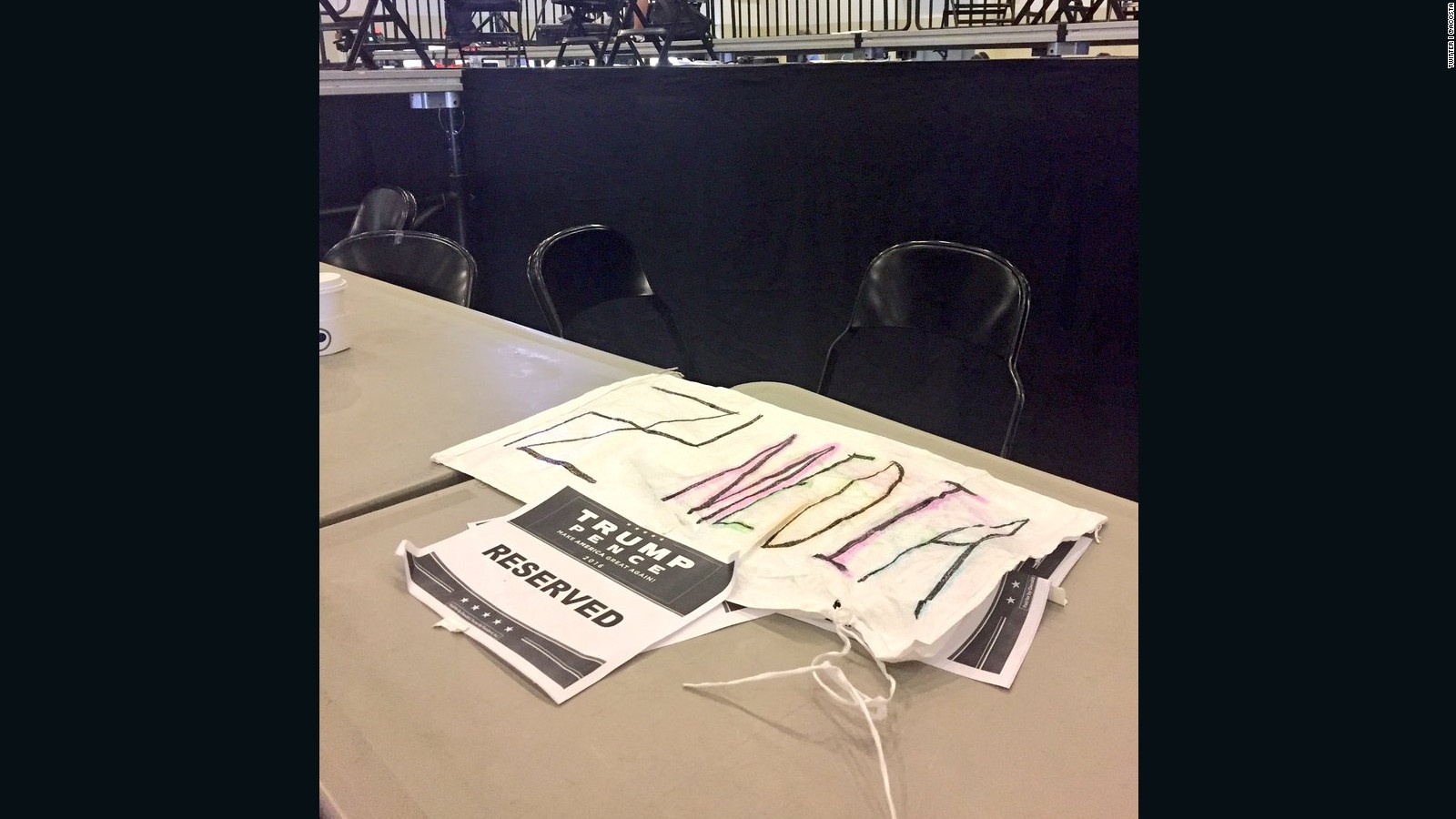 Swastika Sign Left On Press Table After Trump Rally - CNN Video