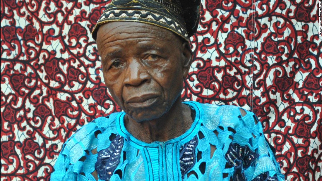 A villager in Udomi-Uwessan, a small town in Edo State, southern Nigeria. Award-winning artist Victor Ehikhamenor shot the portraits. He wanted to document their lives before residents died and were superseded by a younger generation seeking cultural markers from the new world. 