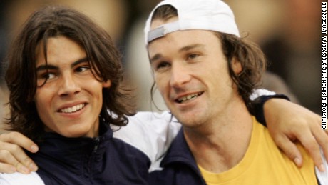 Nadal and Moya were former Davis Cup teammates, celebrating here after a 2004 final triumph.