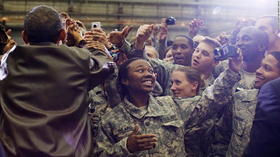 The President greets U.S. troops after an unannounced flight to Afghanistan on December 3, 2010. The U.S. combat mission ended in Afghanistan in December 2014, but American troops &lt;a href=&quot;http://www.cnn.com/2016/07/06/politics/obama-to-speak-on-afghanistan-wednesday-morning/&quot; target=&quot;_blank&quot;&gt;remain in the country&lt;/a&gt; to support Afghan forces and counterterrorism operations.