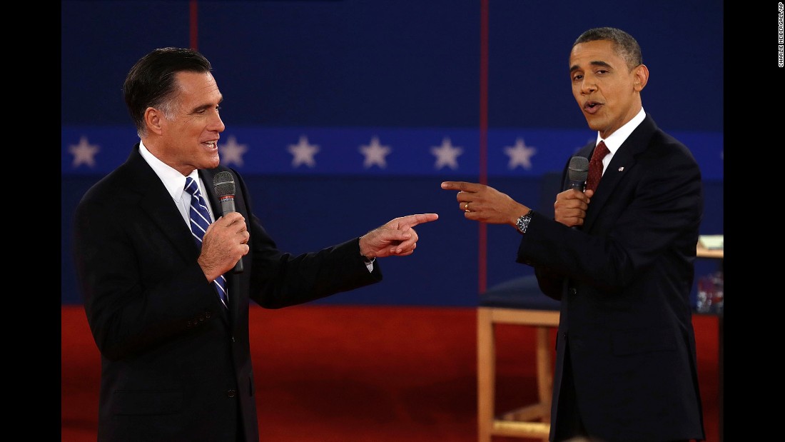 Obama faces off with Mitt Romney at a presidential debate in Hempstead, New York, on October 16, 2012. Obama &lt;a href=&quot;http://www.cnn.com/2012/11/06/politics/election-2012/&quot; target=&quot;_blank&quot;&gt;was re-elected&lt;/a&gt; with 332 electoral votes to Romney&#39;s 206.