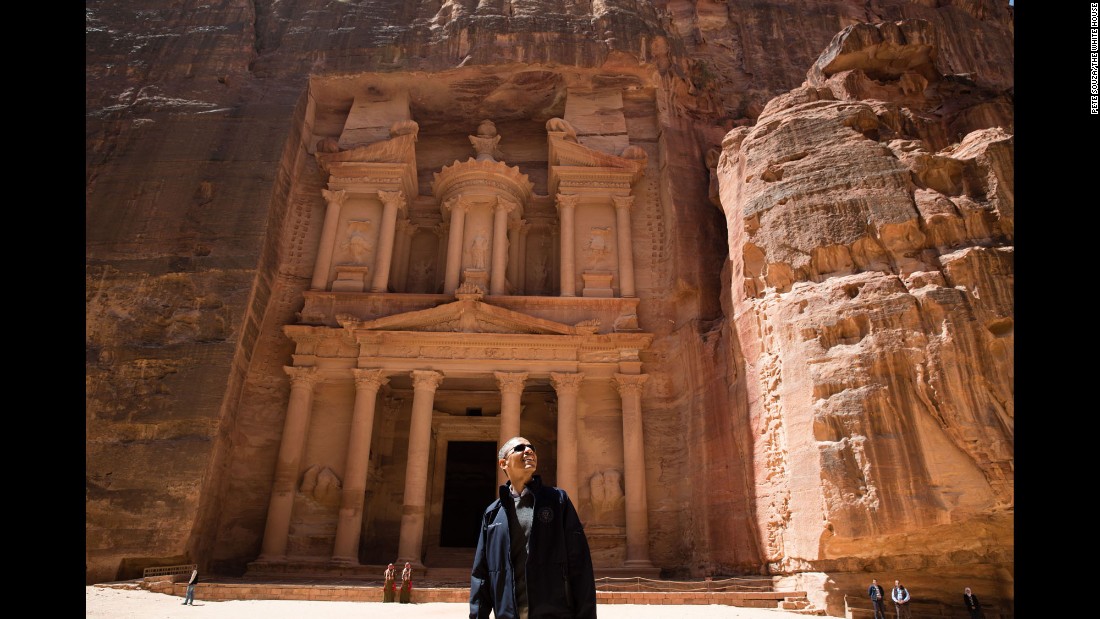 The President &lt;a href=&quot;http://www.cnn.com/2013/03/23/politics/mideast-obama-trip/&quot; target=&quot;_blank&quot;&gt;takes a tour&lt;/a&gt; of the ancient city of Petra during a visit to Jordan on March 23, 2013. He was accompanied by a University of Jordan tourism professor, and all other visitors kept well away -- except for a few stray cats.