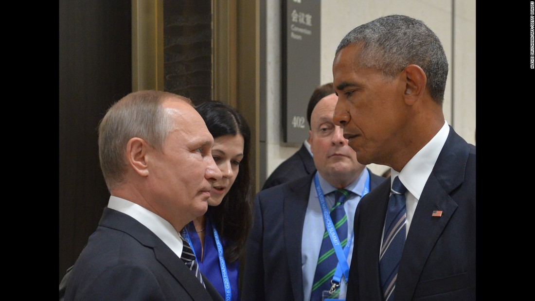 Russian President Vladimir Putin meets Obama at the G-20 Summit in Hangzhou, China, on September 5, 2016. Obama, who had &lt;a href=&quot;http://www.cnn.com/2016/09/05/politics/barack-obama-g20-summit-asia/&quot; target=&quot;_blank&quot;&gt;a 90-minute session with Putin,&lt;/a&gt; said their talk was &quot;candid, blunt and businesslike,&quot; and included the issues of cyberintrusions and the Syrian conflict.