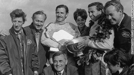 Graham Hill (third from left) and Jim Clark (second from right) won three US Grand Prix at Watkins Glen during the 1960s.