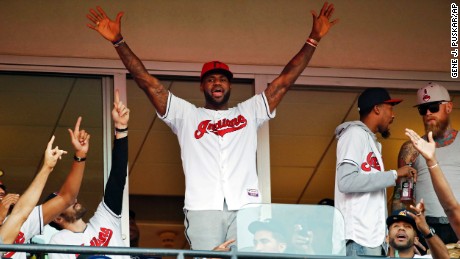 LeBron James during Game 2 of the ALCS between the Cleveland Indians and the Toronto Blue Jays. 