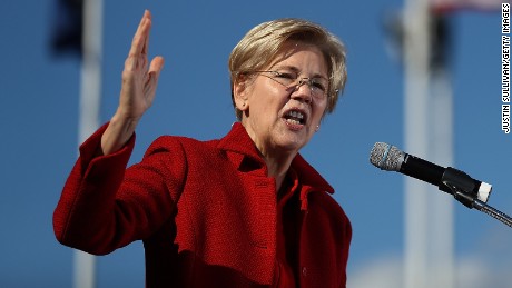 Sen. Elizabeth Warren (D-MA) speaks during a campaign rally with democratic presidential nominee former Secretary of State Hillary Clinton at St Saint Anselm College on October 24, 2016 in Manchester, New Hampshire.