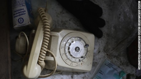 A rotary phone.